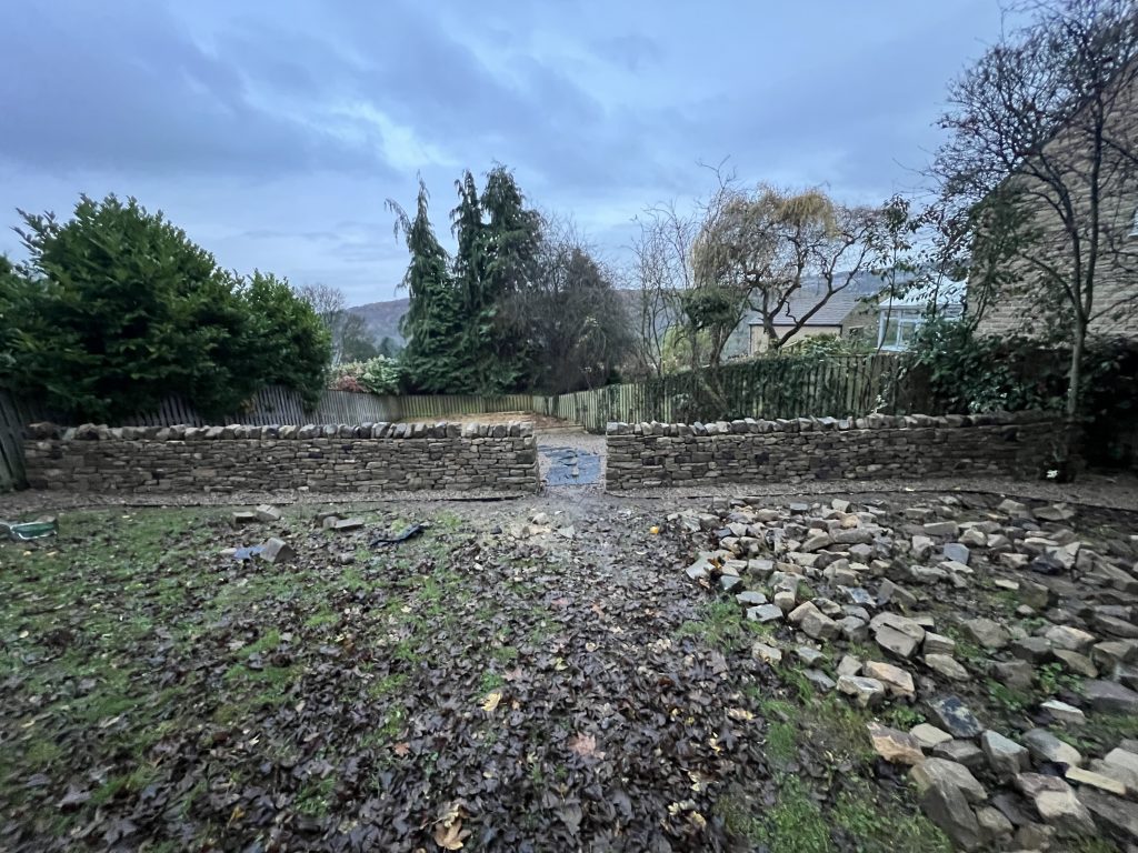 Drystone walling with entrance cheek ends in Leeds by Strata Stoneworks